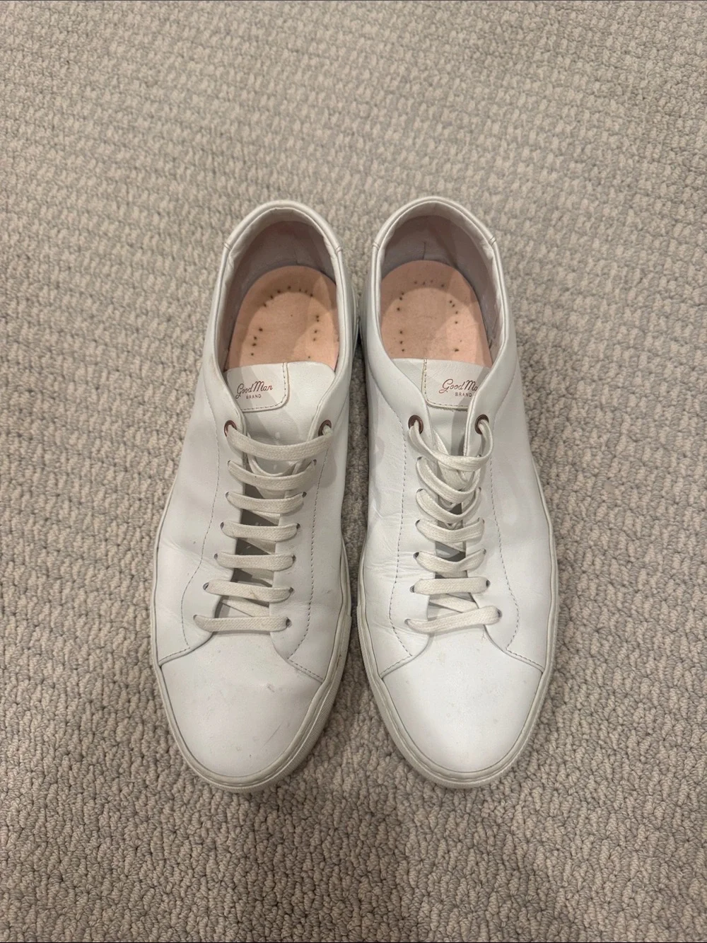Good Man Brand White Low-Top Leather Sneakers